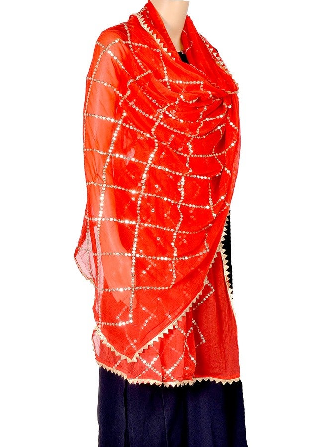 Chandrakala Chiffon Dupatta for Women, Shawl Scarf Wrap Chunni,Red (D238RED) - Image 3
